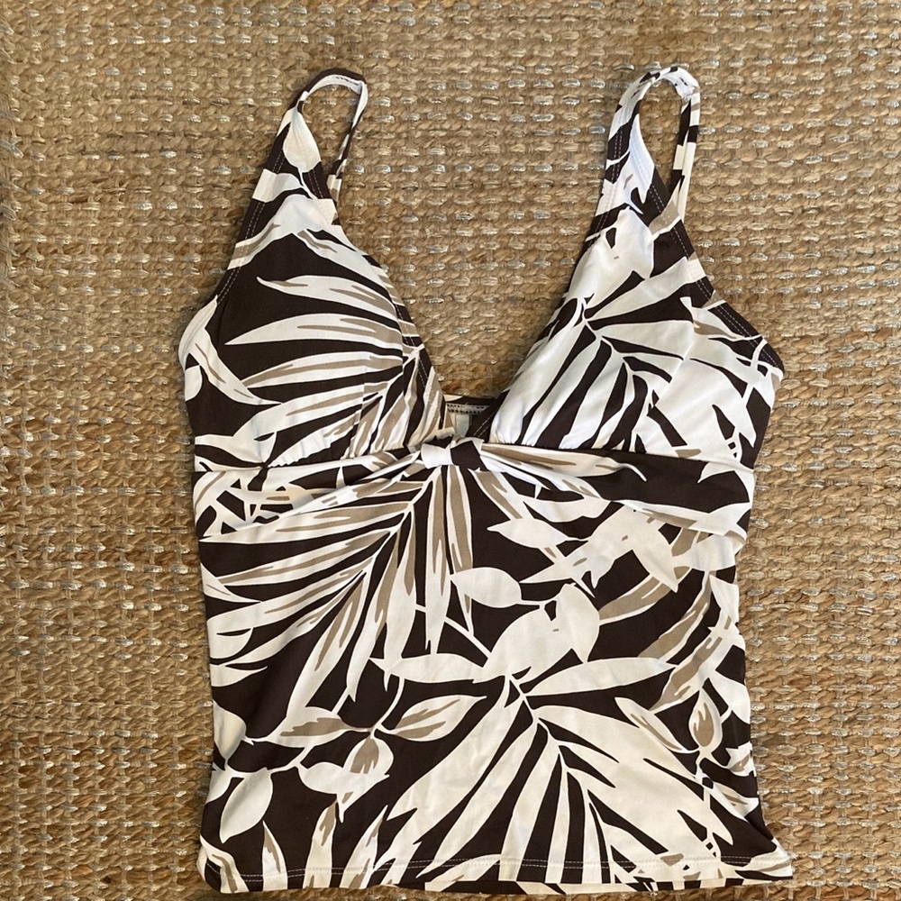 Tommy Bahama Brown and Cream Tropical Print Tankini Top